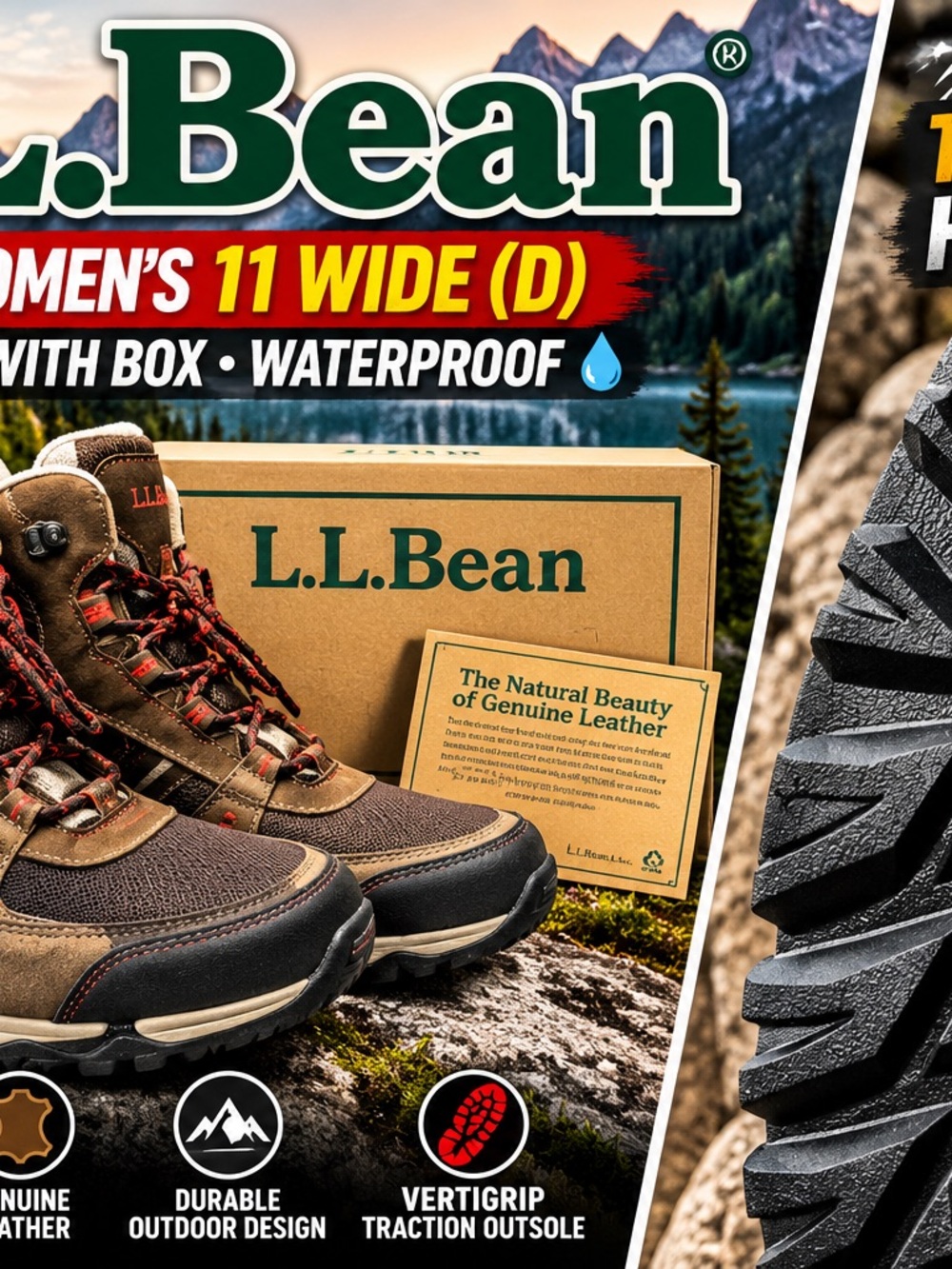 L.L.Bean Trail Model Hiker 4 WP Mid Women’s 11 Wide Brown Waterproof Boots NIB